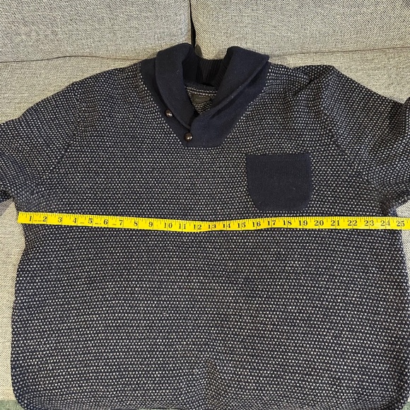 J. Crew Men's 100% Lambswool Shawl Collar Sweater, Blue | Sz XL? - Picture 8 of 9